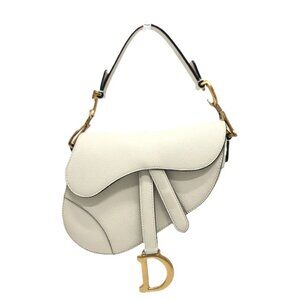 Dior Saddle bag mini 2WAY Shoulder Bag Leather White